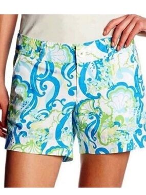 Lilly Pulitzer Blue, Green & White Swirl Print Shorts